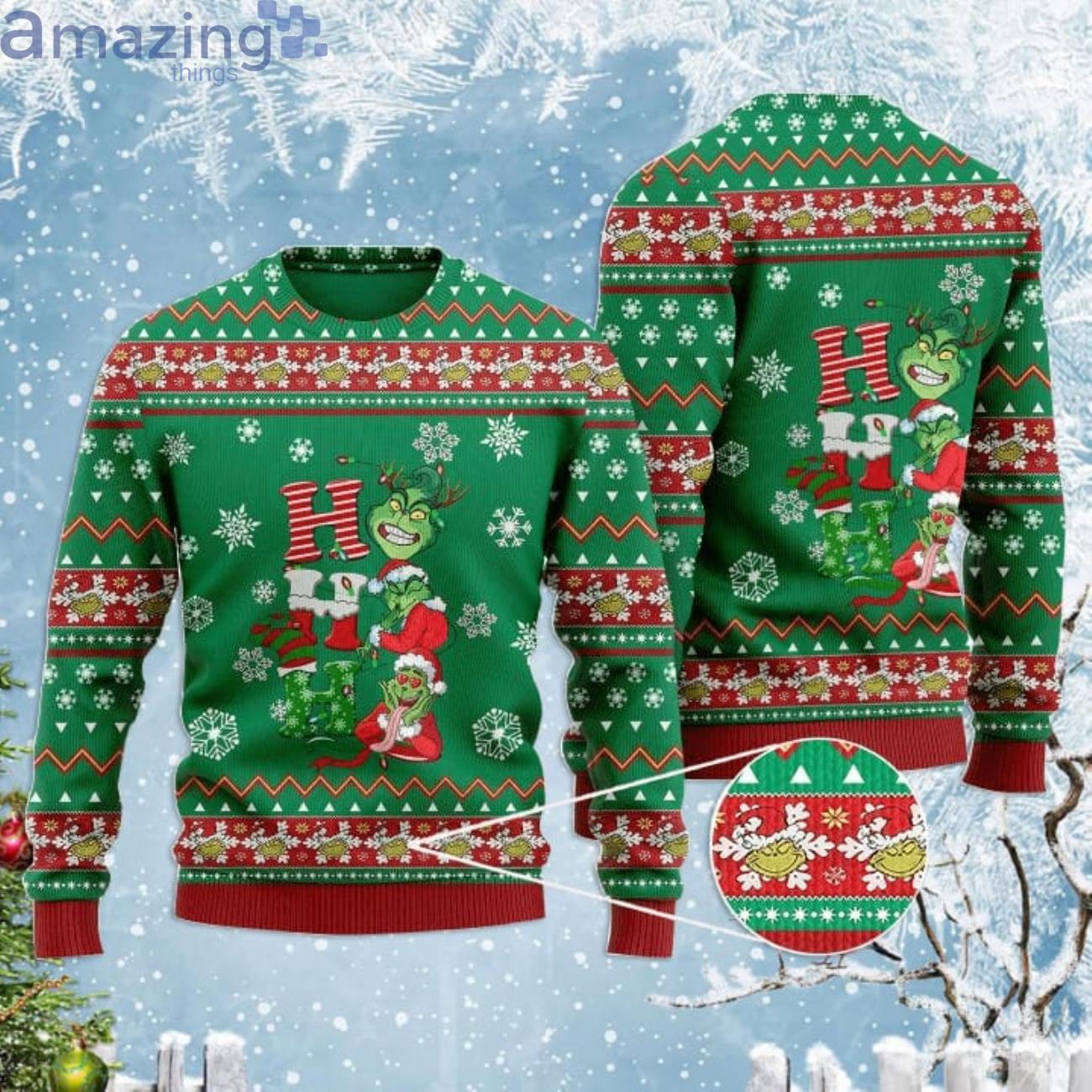Ho Ho Ho Grinch Ugly Christmas Sweaters Product Photo 1