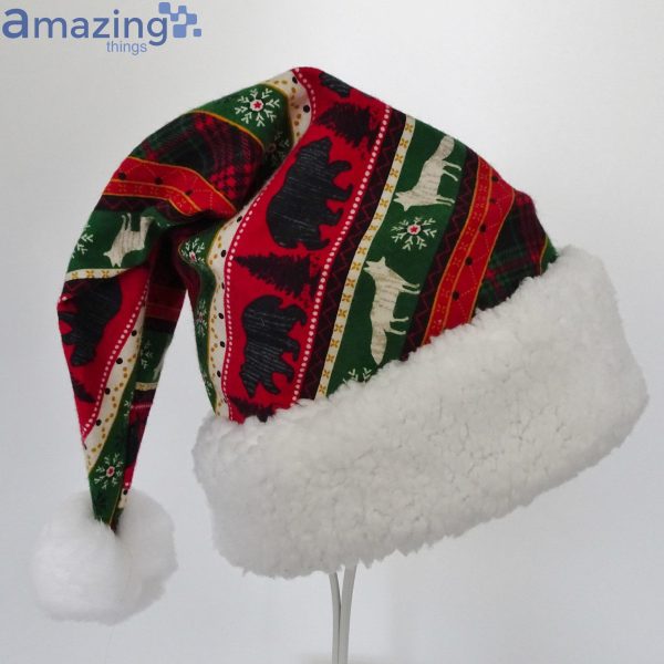 Holiday Lodge Stripe Christmas Animal Pattern Christmas Santa Hat For Adult And Child Product Photo 2