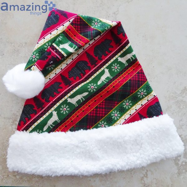 Holiday Lodge Stripe Christmas Animal Pattern Christmas Santa Hat For Adult And Child Product Photo 3