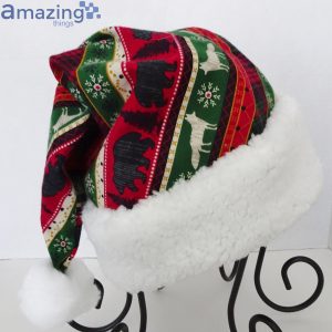 Holiday Lodge Stripe Christmas Animal Pattern Christmas Santa Hat For Adult And Child Product Photo 4