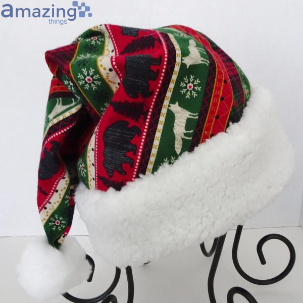 Holiday Lodge Stripe Christmas Animal Pattern Christmas Santa Hat For Adult And Child Product Photo 4