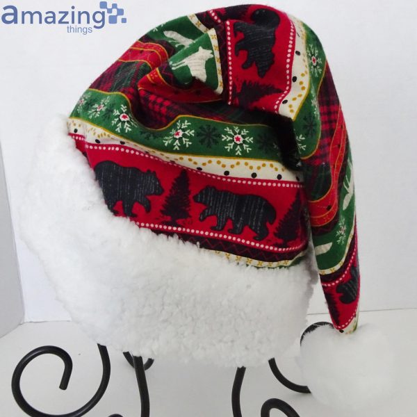 Holiday Lodge Stripe Christmas Animal Pattern Christmas Santa Hat For Adult And Child Product Photo 5