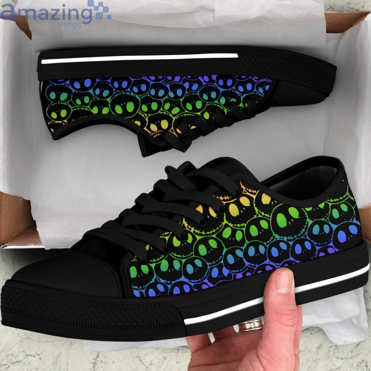 Hologram Jack Skellington Low Top Canvas Shoes Product Photo 1