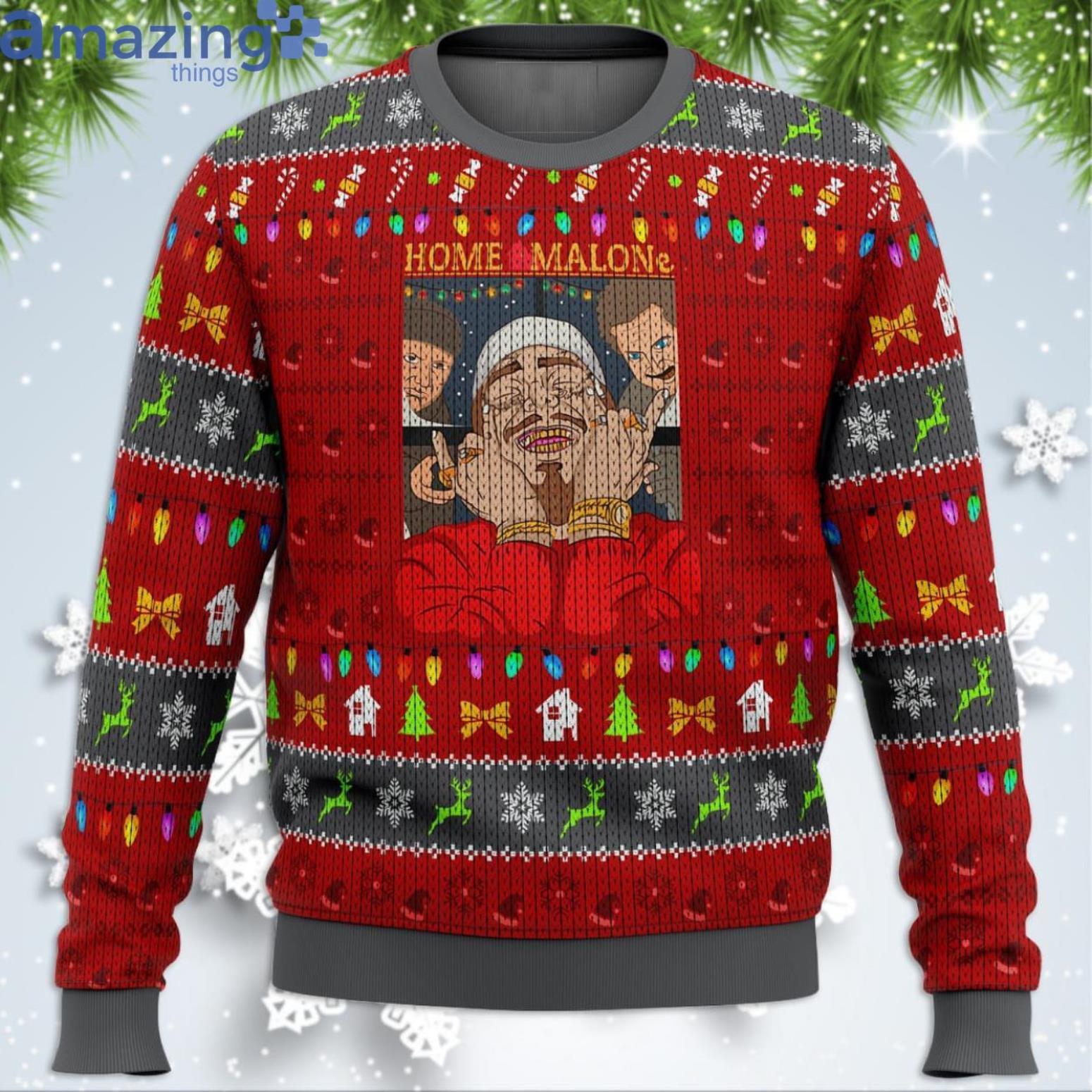 Home Malone Meme Funny Christmas Gift Ugly Christmas Sweater Product Photo 1 Home Malone Meme Funny Christmas Gift Ugly Christmas Sweater Product Photo 1