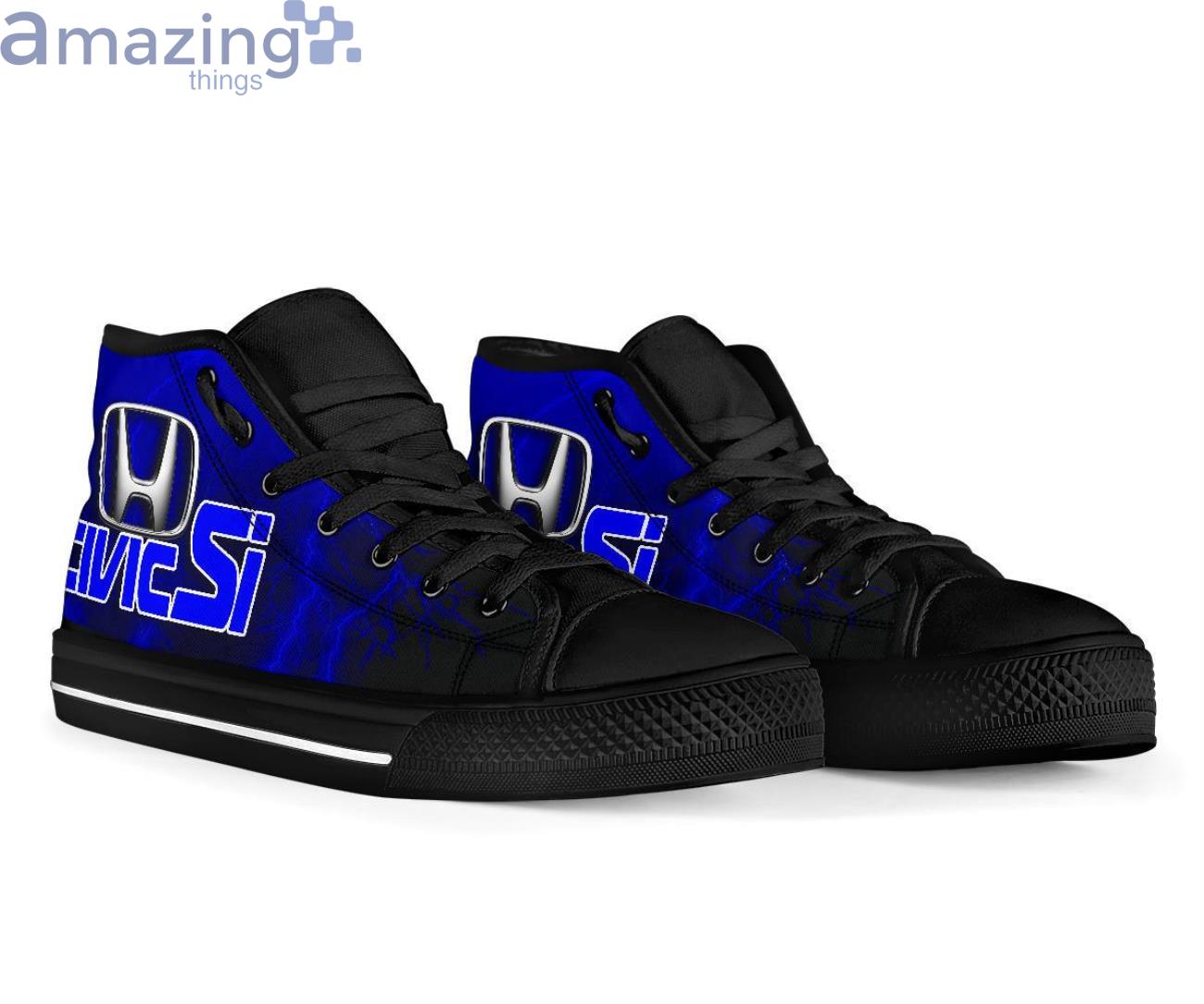Honda Civic Si Thunder and Lightning Blue High Top Shoes image Honda Civic Si Thunder and Lightning Blue High Top Shoes Product Photo 3