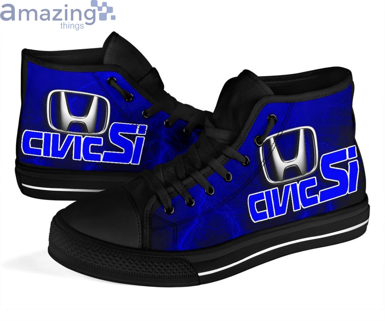 Honda Civic Si Thunder and Lightning Blue High Top Shoes image Honda Civic Si Thunder and Lightning Blue High Top Shoes Product Photo 4