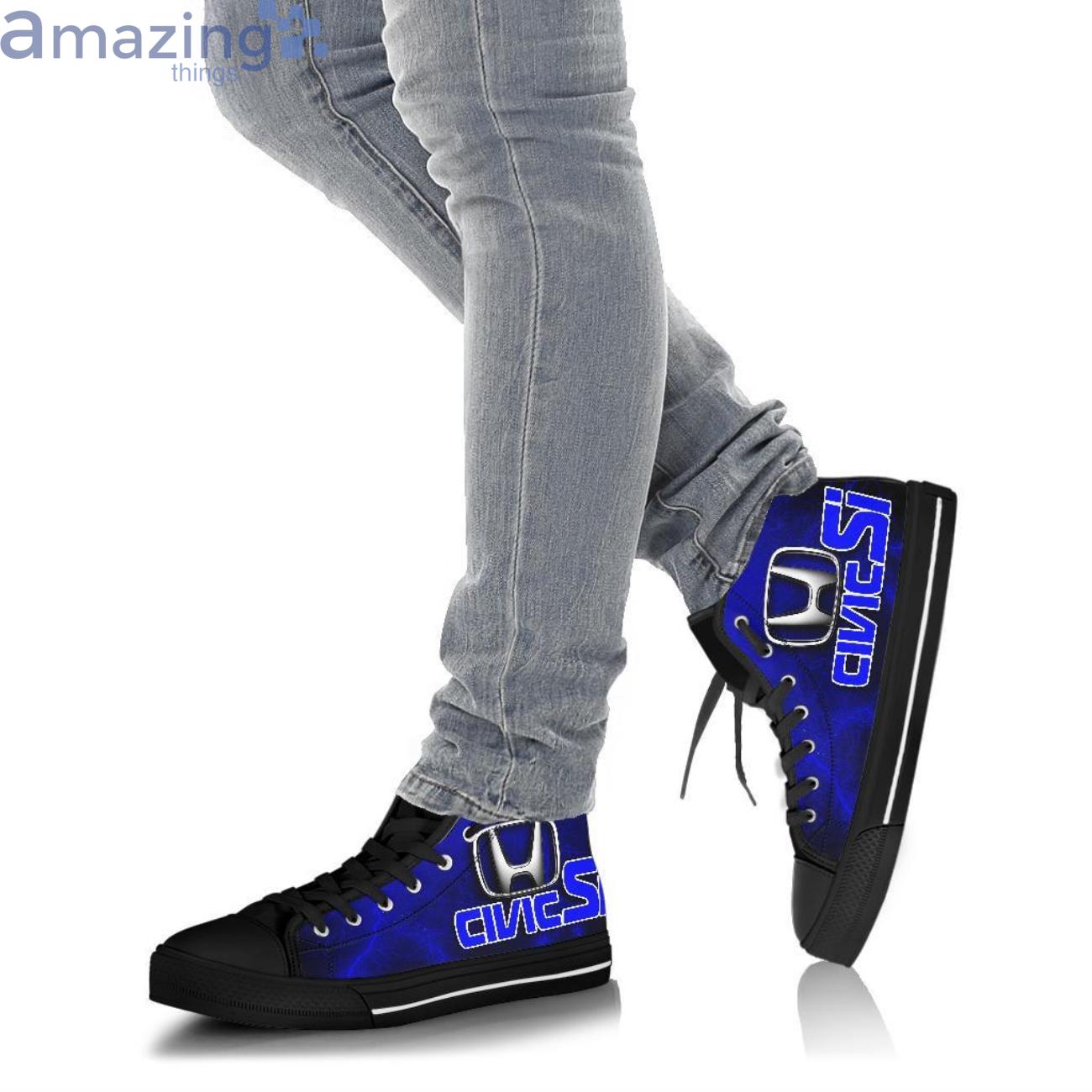Honda Civic Si Thunder and Lightning Blue High Top Shoes image Honda Civic Si Thunder and Lightning Blue High Top Shoes Product Photo 5