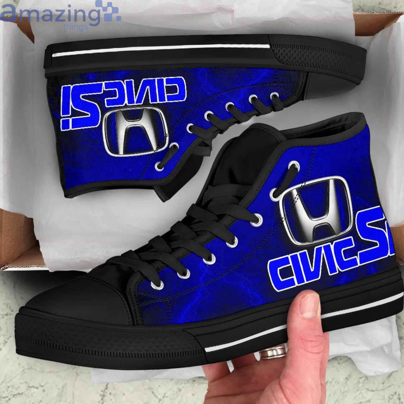 Honda Civic Si Thunder and Lightning Blue High Top Shoes image Honda Civic Si Thunder and Lightning Blue High Top Shoes Product Photo 6