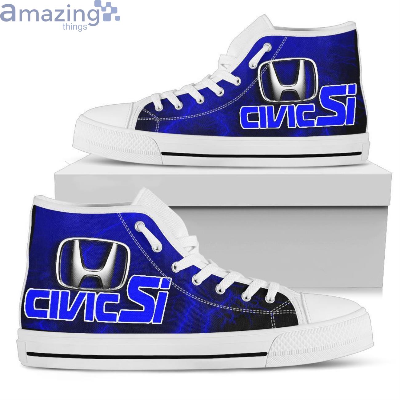 Honda Civic Si Thunder and Lightning Blue High Top Shoes image Honda Civic Si Thunder and Lightning Blue High Top Shoes Product Photo 7