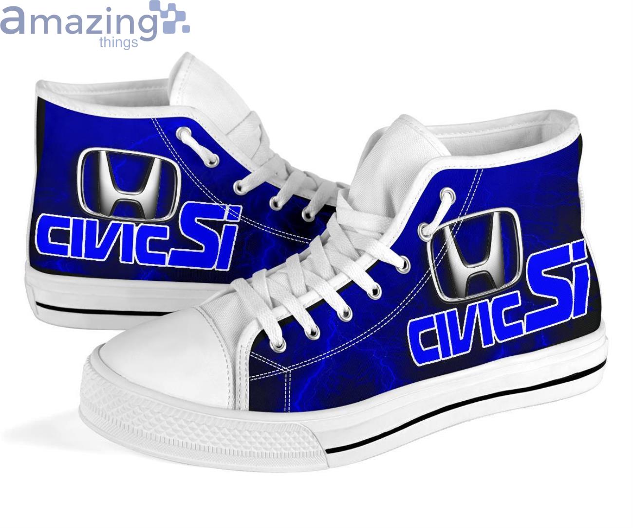 Honda Civic Si Thunder and Lightning Blue High Top Shoes image Honda Civic Si Thunder and Lightning Blue High Top Shoes Product Photo 9