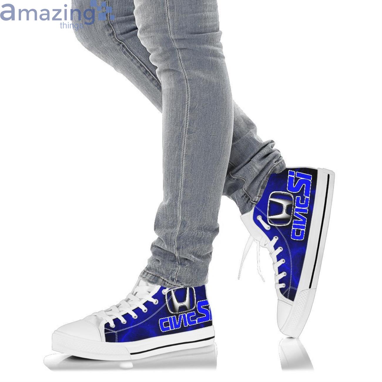 Honda Civic Si Thunder and Lightning Blue High Top Shoes image Honda Civic Si Thunder and Lightning Blue High Top Shoes Product Photo 10