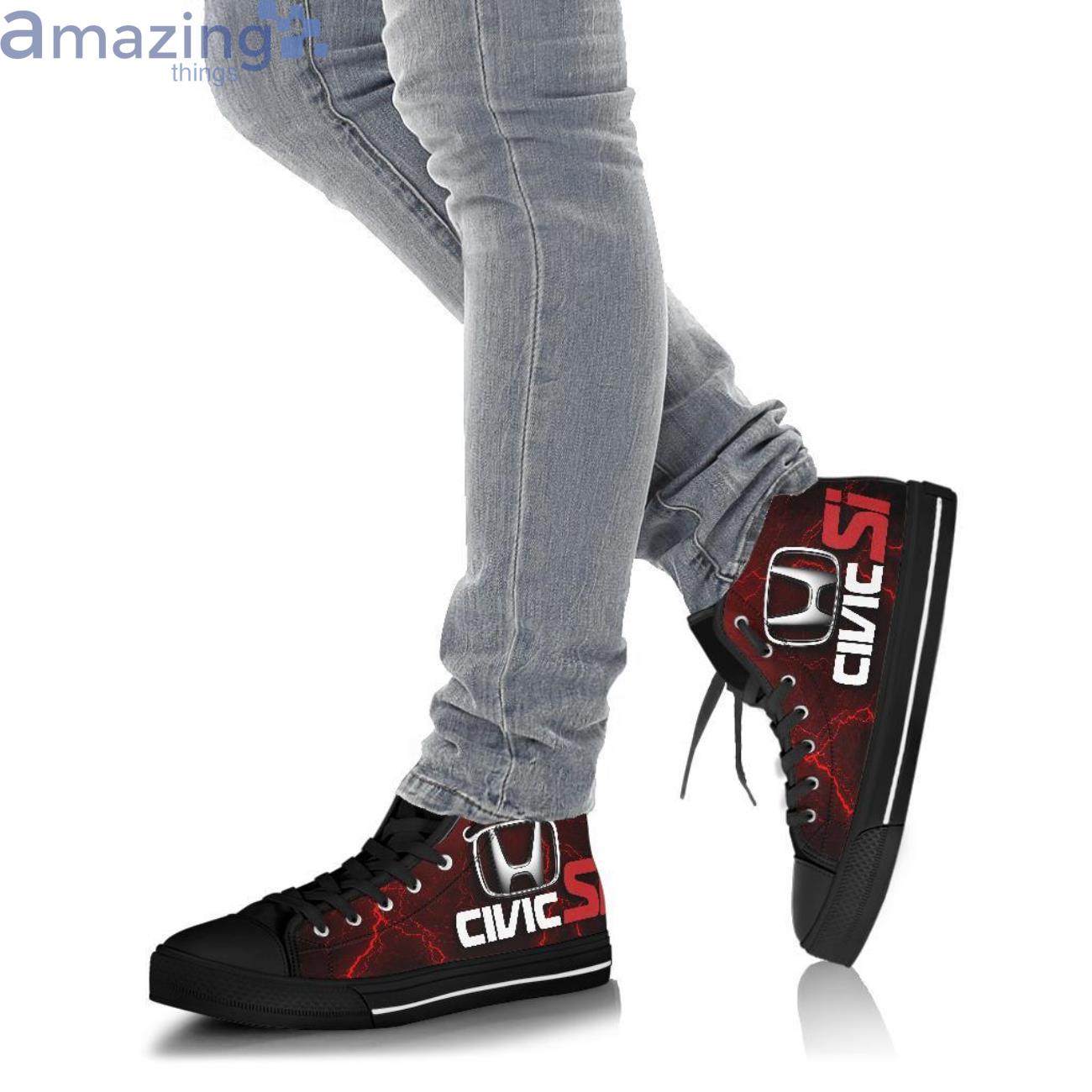Honda Civic Si Thunder and Lightning Red High Top Shoes image Honda Civic Si Thunder and Lightning Red High Top Shoes Product Photo 3