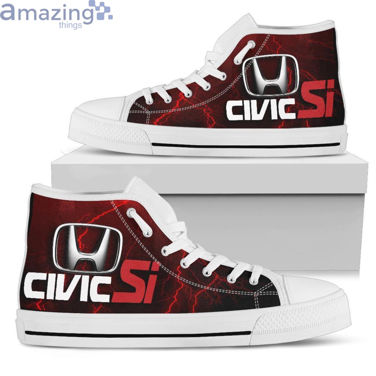 Honda Civic Si Thunder and Lightning Red High Top Shoes image Honda Civic Si Thunder and Lightning Red High Top Shoes Product Photo 5
