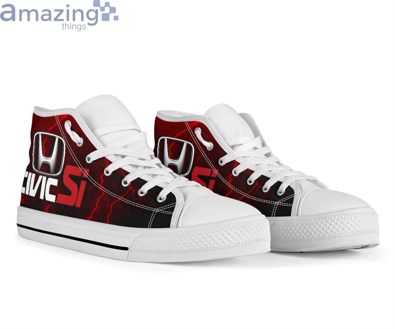 Honda Civic Si Thunder and Lightning Red High Top Shoes image Honda Civic Si Thunder and Lightning Red High Top Shoes Product Photo 6