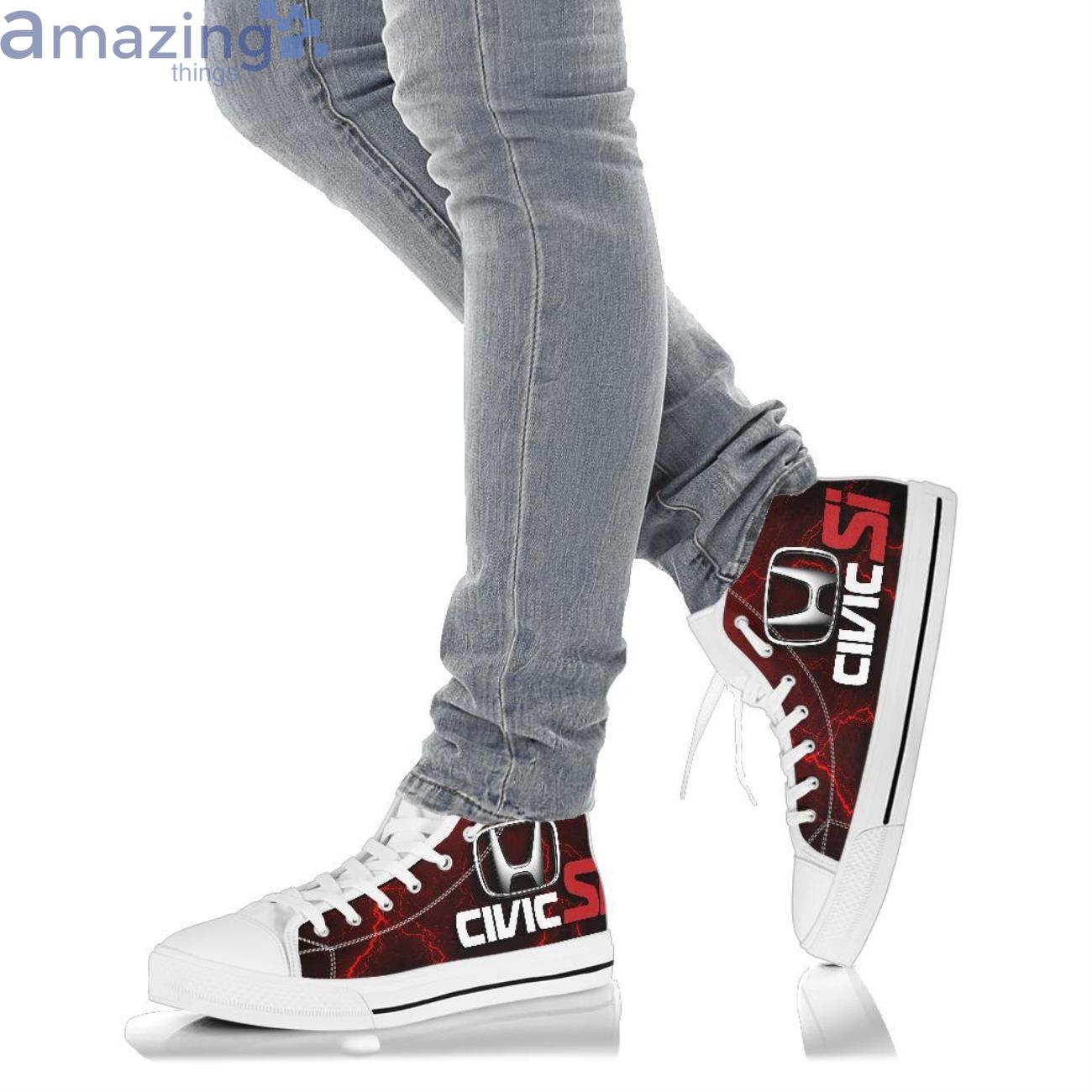 Honda Civic Si Thunder and Lightning Red High Top Shoes image Honda Civic Si Thunder and Lightning Red High Top Shoes Product Photo 8