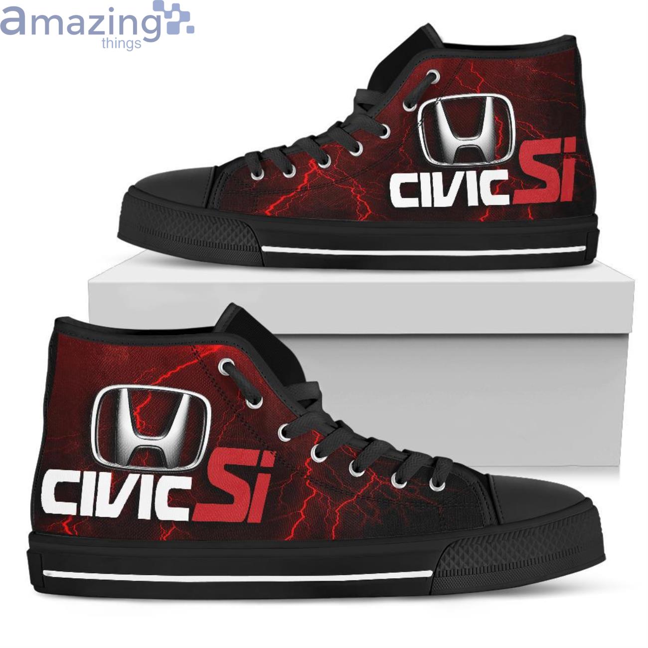 Honda Civic Si Thunder and Lightning Red High Top Shoes Product Photo 1