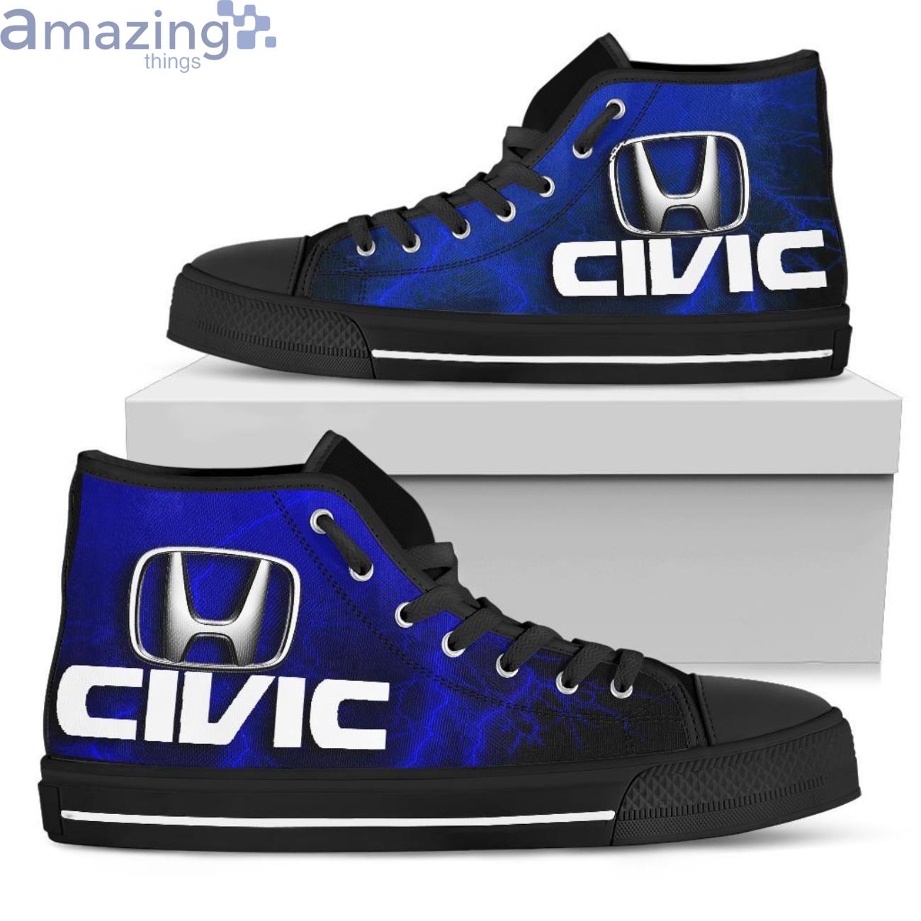 Honda Civic Thunder and Lightning Blue High Top Shoes Product Photo 1
