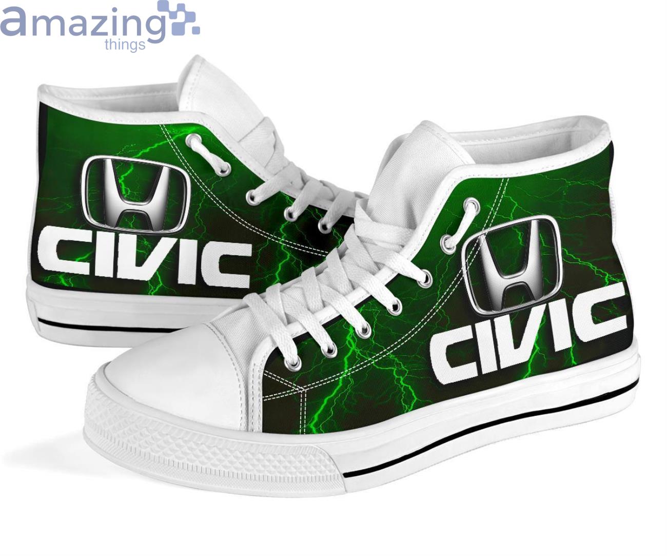Honda Civic Thunder and Lightning Green High Top Shoes image Honda Civic Thunder and Lightning Green High Top Shoes Product Photo 9