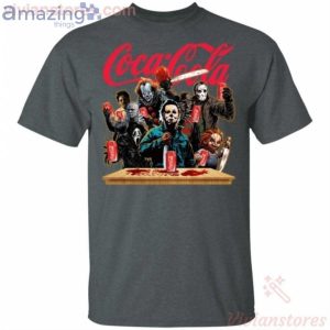 Horror Characters Drinking Coca Cola Funny T-Shirt Product Photo 2