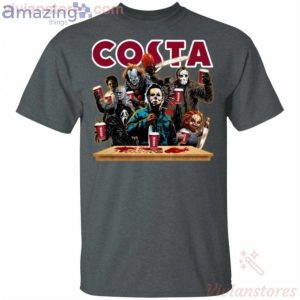 Horror Characters Drinking Costa Funny T Shirt image Horror Characters Drinking Costa Funny T-Shirt Product Photo 2
