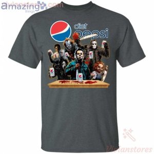 Horror Characters Drinking Diet Pepsi Funny T-Shirt Product Photo 2