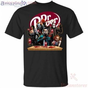Horror Characters Drinking Dr Pepper Funny T-Shirt Product Photo 1