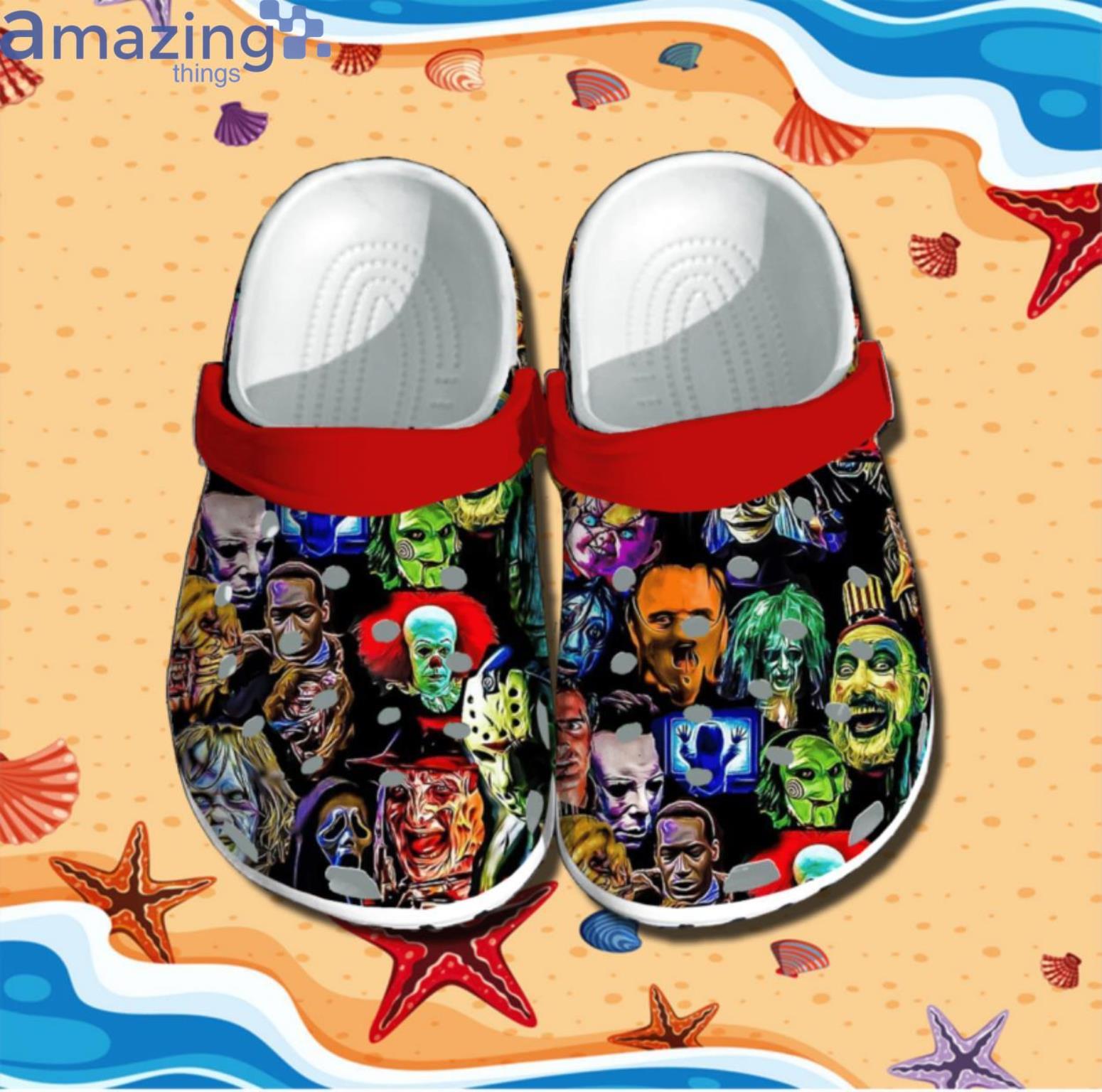 Horror Movie Characters Friends Michael Myers Freddy Krueger Face Halloeen Clog Shoes Product Photo 1