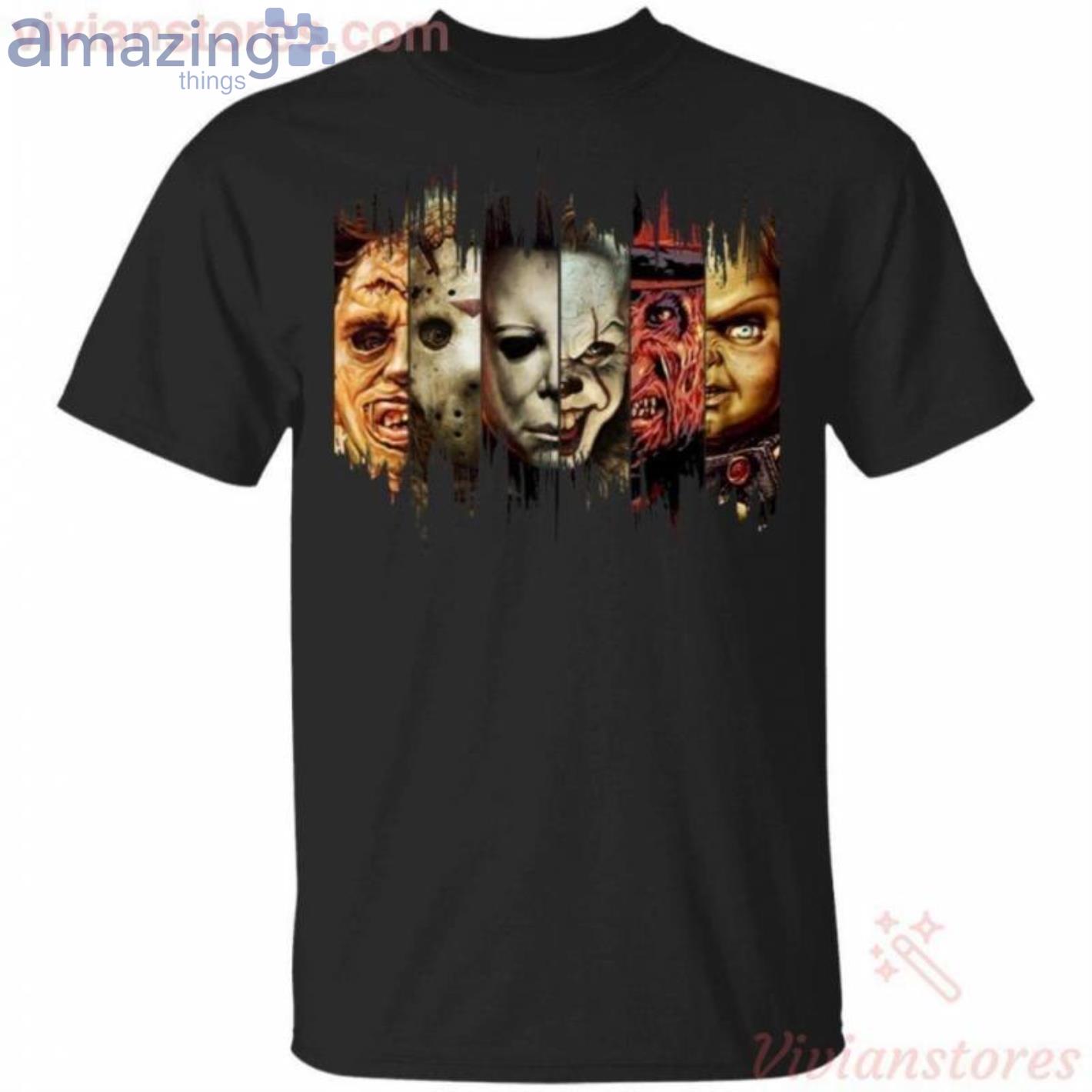 Horror Movies Characters Faces Halloween T-Shirt Product Photo 1