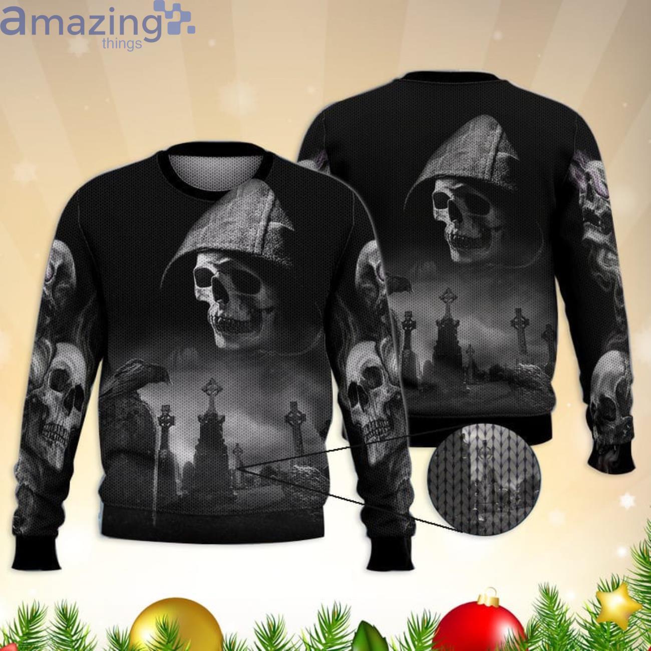 Hot Fashion Death Black Skull All Over Print 3D Sweater Product Photo 1