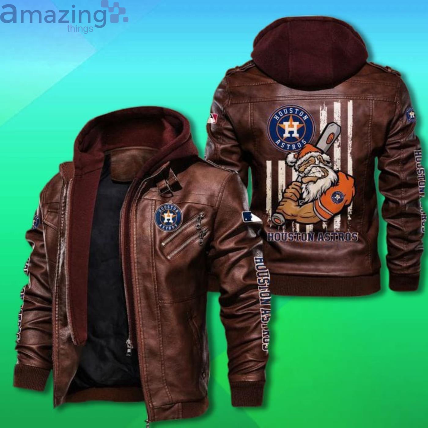 Houston Astros Leather Jacket Angry Santa Claus - USALast