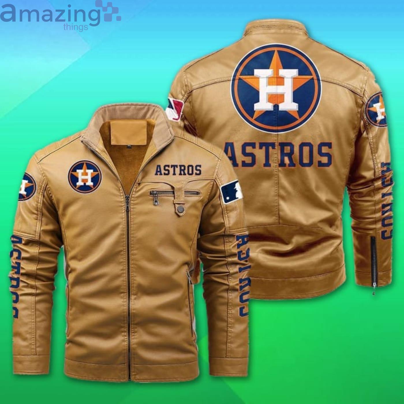 Houston Astros Fleece Leather Jacket