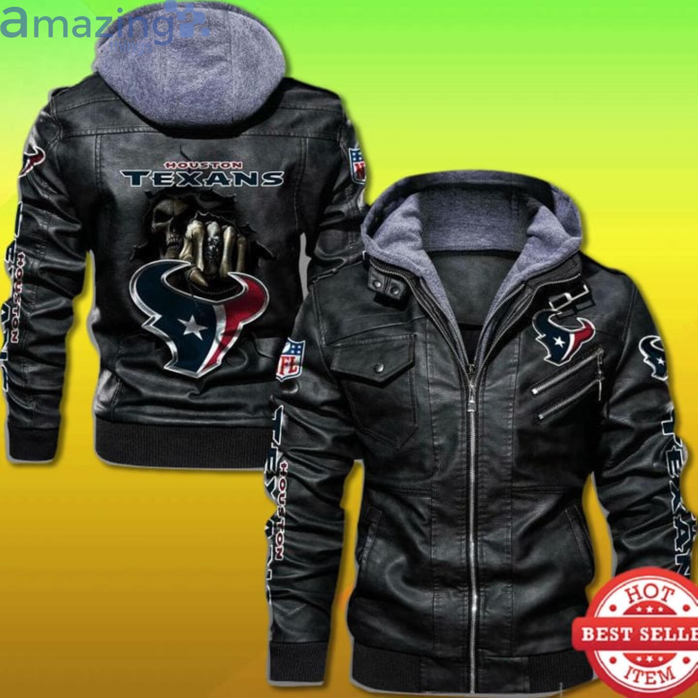 Houston Texans 2D Trending Leather Jacket Dead Skull In Back Product Photo 1