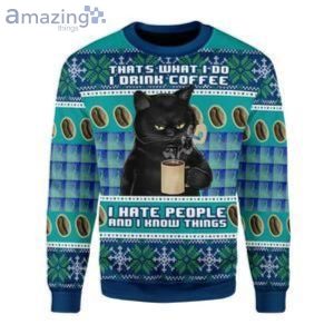I Hate People Cat Ugly Christmas Sweater Product Photo 1