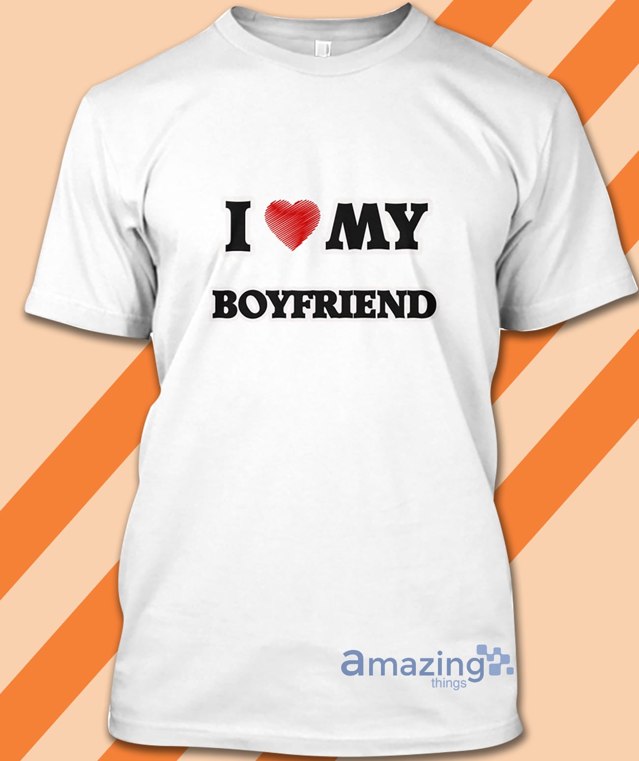 I Love My Boyfriend Red Heart T Shirt image I Love My Boyfriend Red Heart T-Shirt Product photo 2