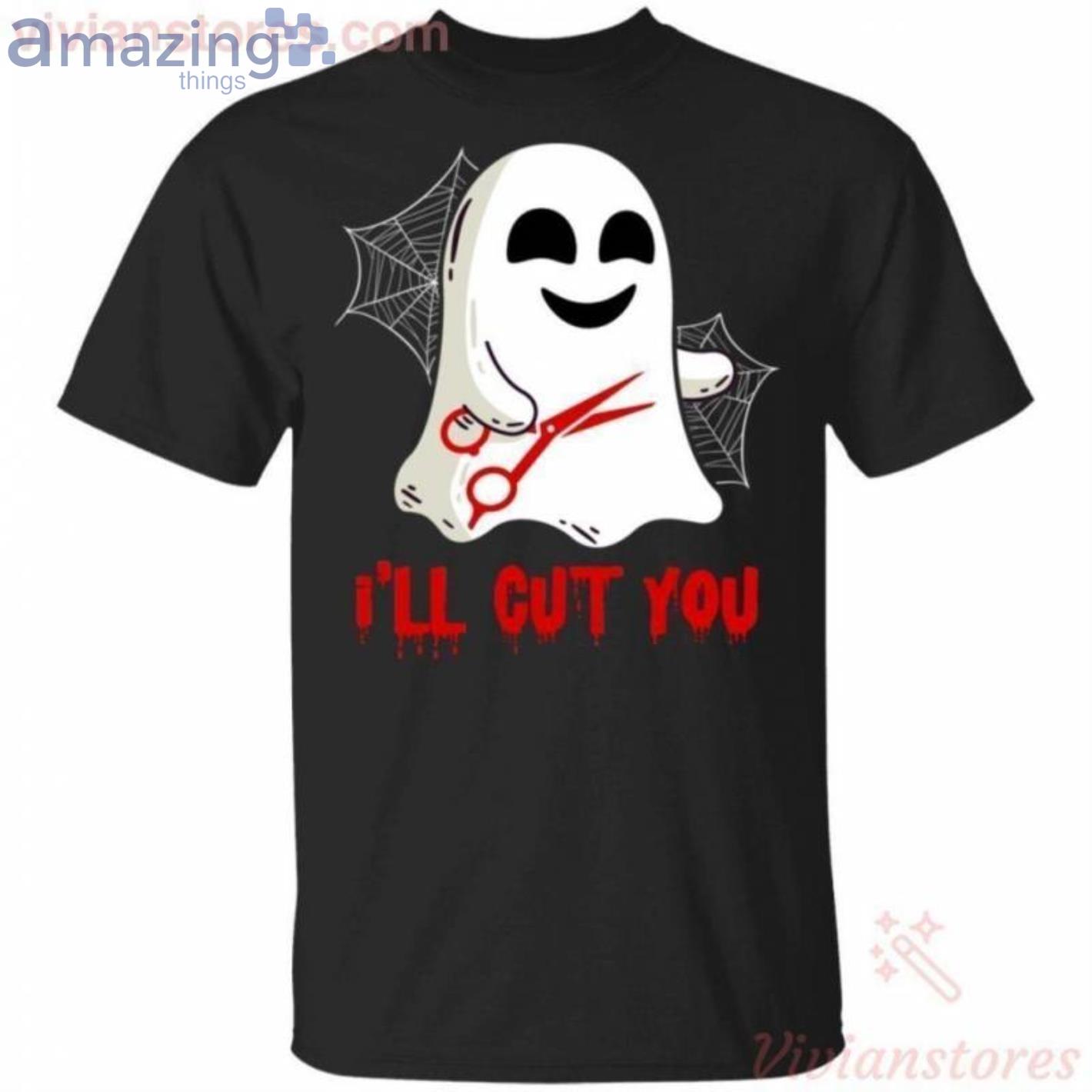 I'll Cut You Funny Ghost Halloween T-Shirt Product Photo 1