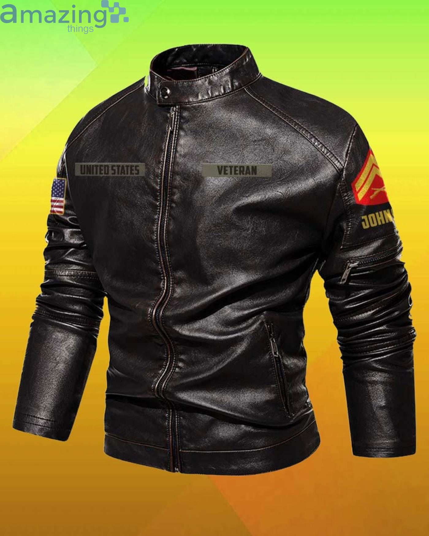 I'm A Grumpy Old Marine Veteran Cutom Name Motor Fleece Leather Jacket image I'm A Grumpy Old Marine Veteran Cutom Name Motor Fleece Leather Jacket