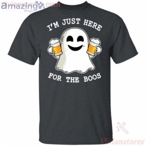 I'm Just Here For The Boos Funny Ghost Drinking Beer Halloween T-Shirt Product Photo 2