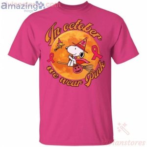 In October We Wear Pink Snoopy Breast Cancer Awareness Halloween T-Shirt Product Photo 3