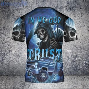In We God Trust Driver Car TRucker Lover Skull Custom Name 3D T-Shirt Product Photo 2