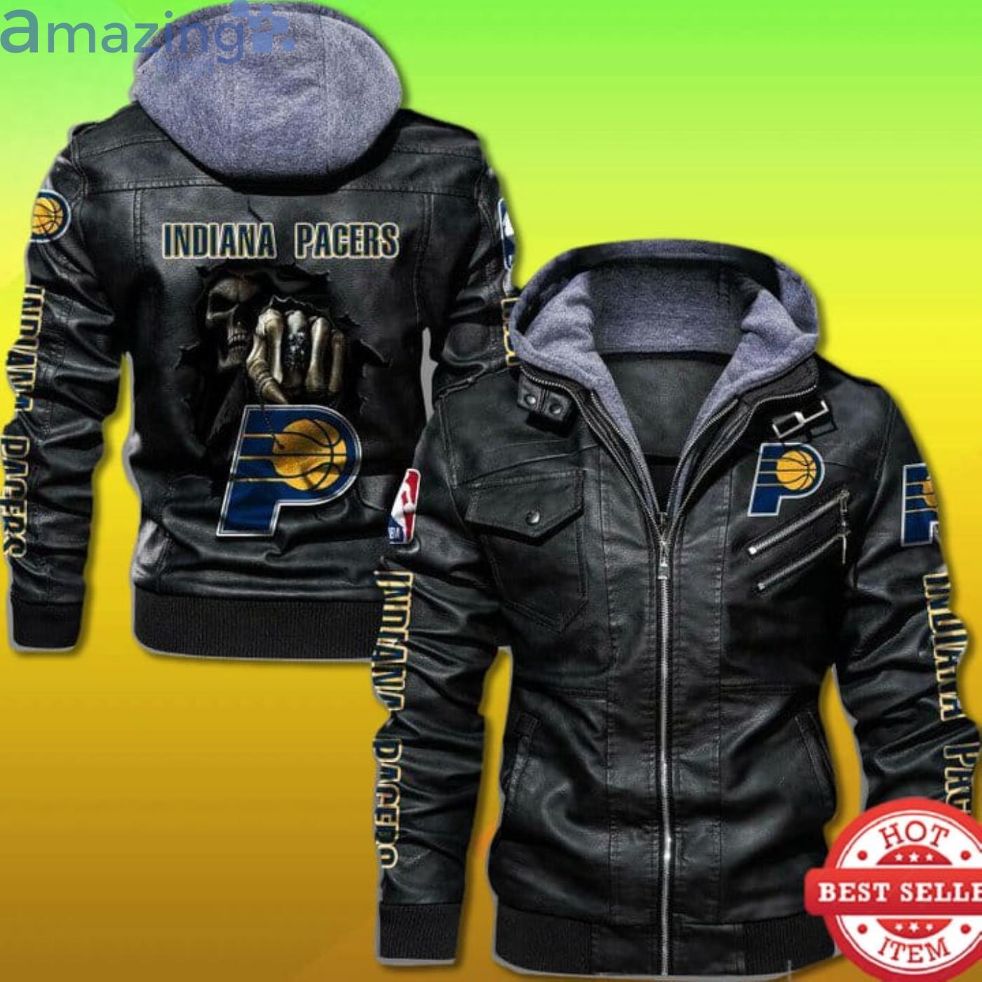 Indiana Pacers 2D Trending Leather Jacket Dead Skull In Back Product Photo 1