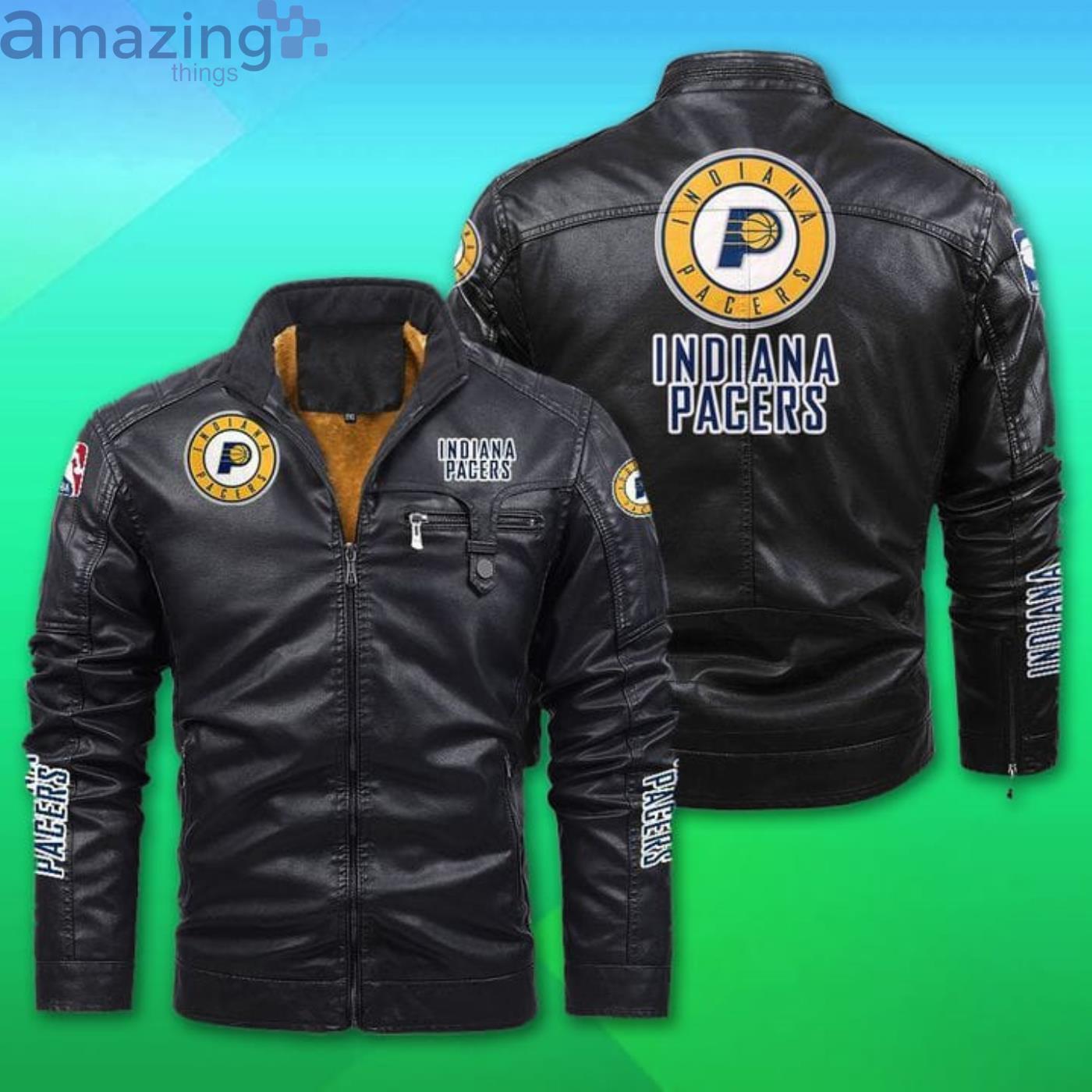 Indiana Pacers Fleece Leather Jacket Product Photo 1 Indiana Pacers Fleece Leather Jacket Product Photo 1