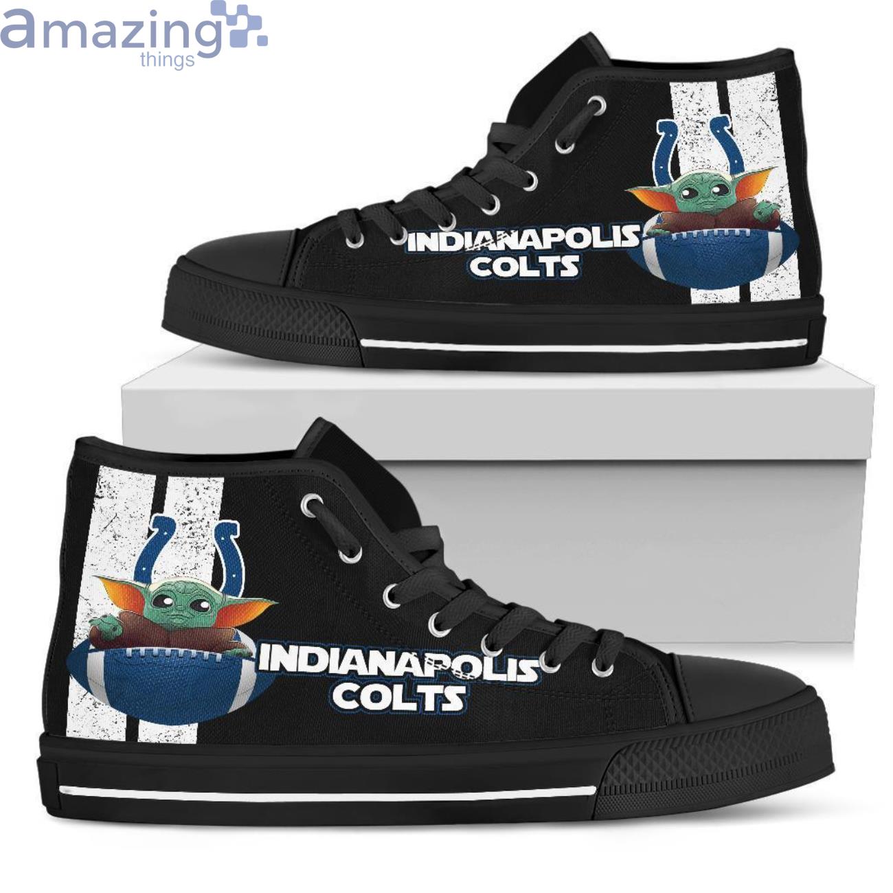 Indianapolis Colts Team Sport Lover High Top Shoes Baby Yoda Lover Product Photo 1