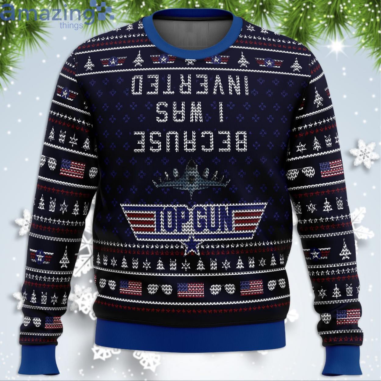 Inverted Top Gun Funny Christmas Gift Ugly Christmas Sweater Product Photo 1