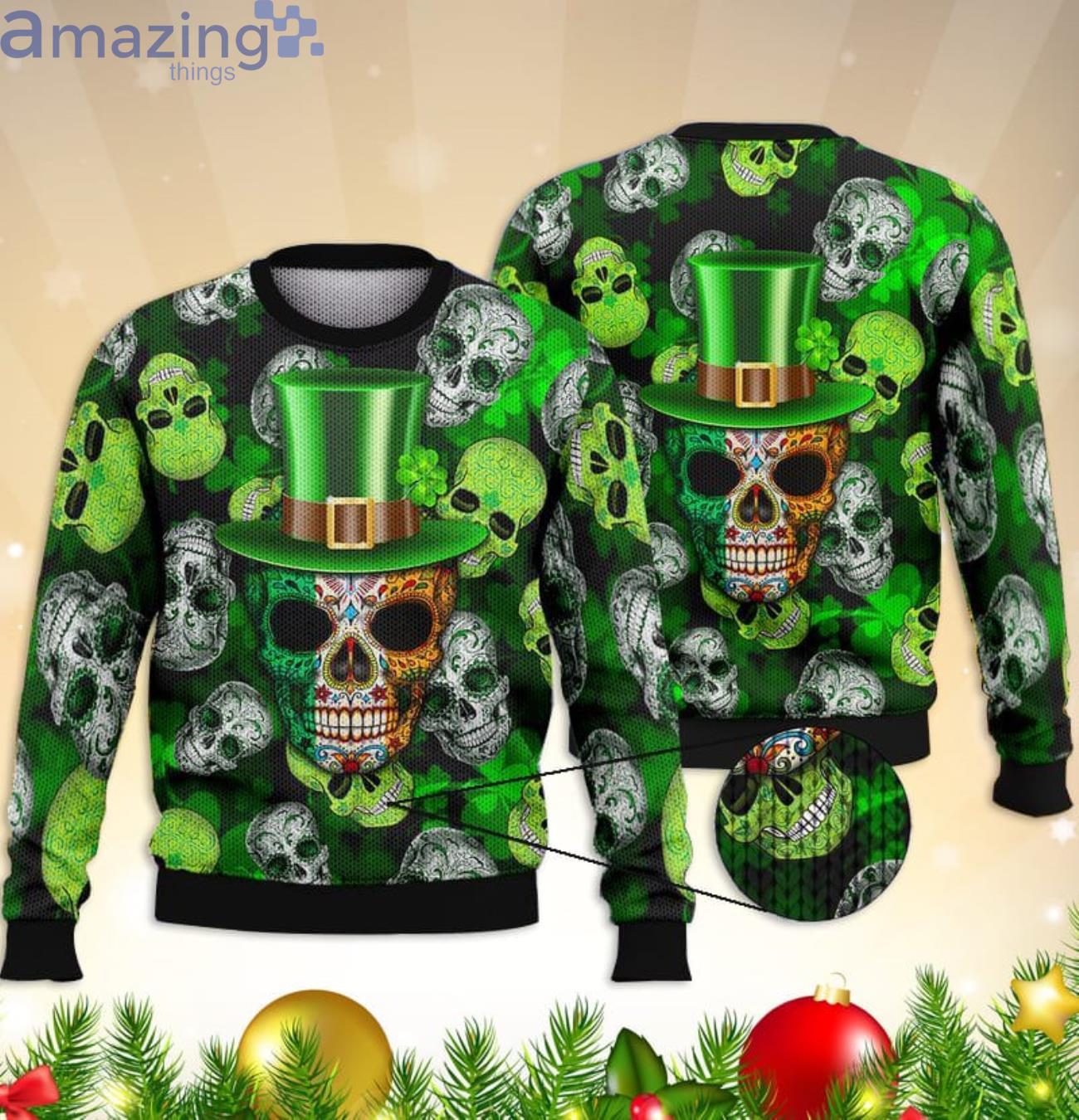 Irish Skull All Over Print 3D Sweater Product Photo 1 Irish Skull All Over Print 3D Sweater Product Photo 1