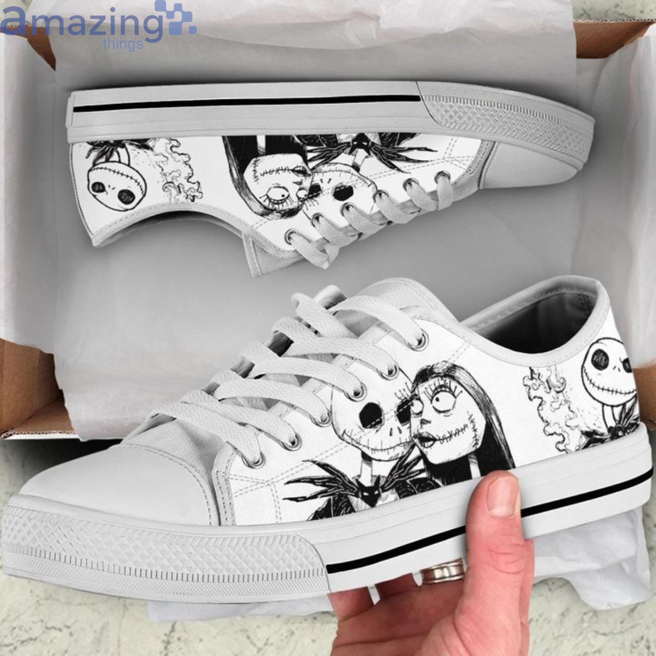 Jack and Sally Shoes the Nightmare Before Christmas Canvas Shoes Jack Skellington Shoes Men Women Made in Usa Lovely Gift Funny Cool Shoes Halloween 