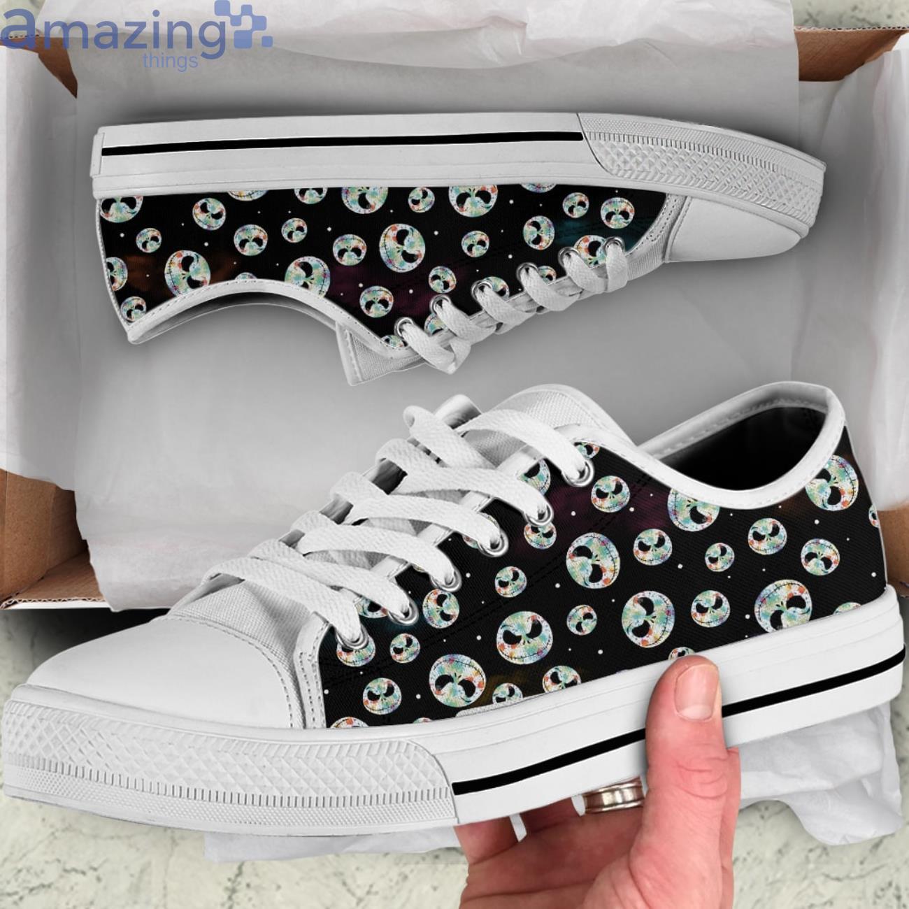 Jack Skellington Black Low Top Canvas Shoes Product Photo 1