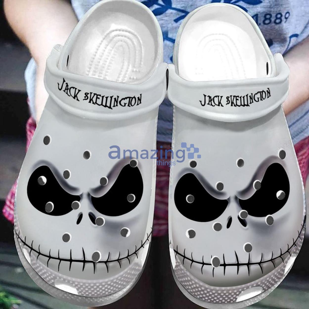 Jack Skellington Grey Clog Shoes For Halloween Gift Product Photo 1