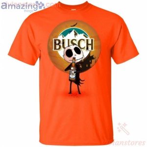 Jack Skellington Hold Busch Beer Halloween T-Shirt Product Photo 2