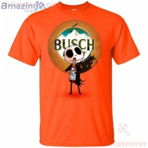 Jack Skellington Hold Busch Light Halloween T-Shirt Product Photo 2