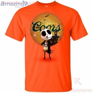 Jack Skellington Hold Coors Banquet Beer Halloween T-Shirt Product Photo 2